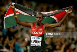 Asbel Kiprop won the gold in the 1500m event at the World Athletics Championships in Beijing. 