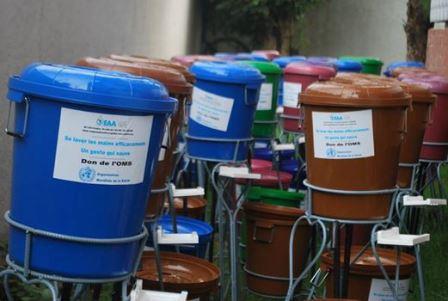 WHO plastic buckets for hand washing in