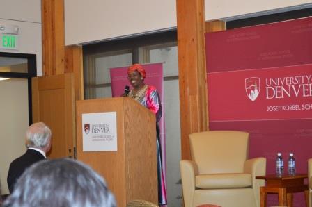 Ambassador Amina Ali, speaking at University of Denver Korbel School, March 24